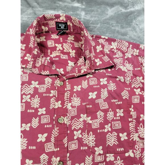 Junction West Mens Button Up Hawaiian Shirt Floral Geometric short sleeve XL - Picture 4 of 6